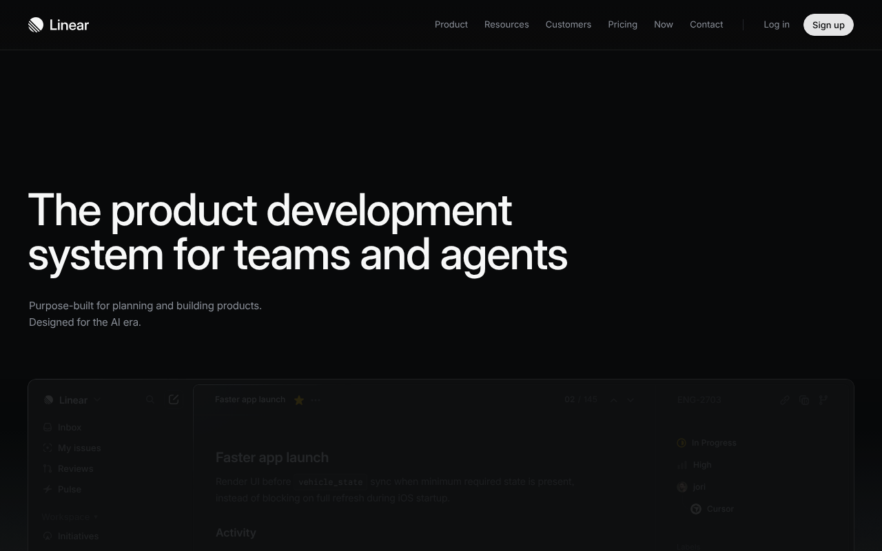 Linear homepage rendered by ScreenshotAPIs
