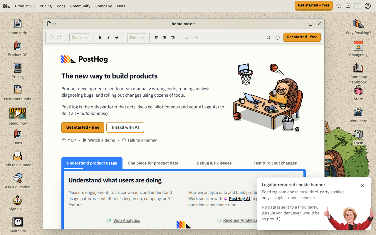 Live render of posthog.com via ScreenshotAPIs