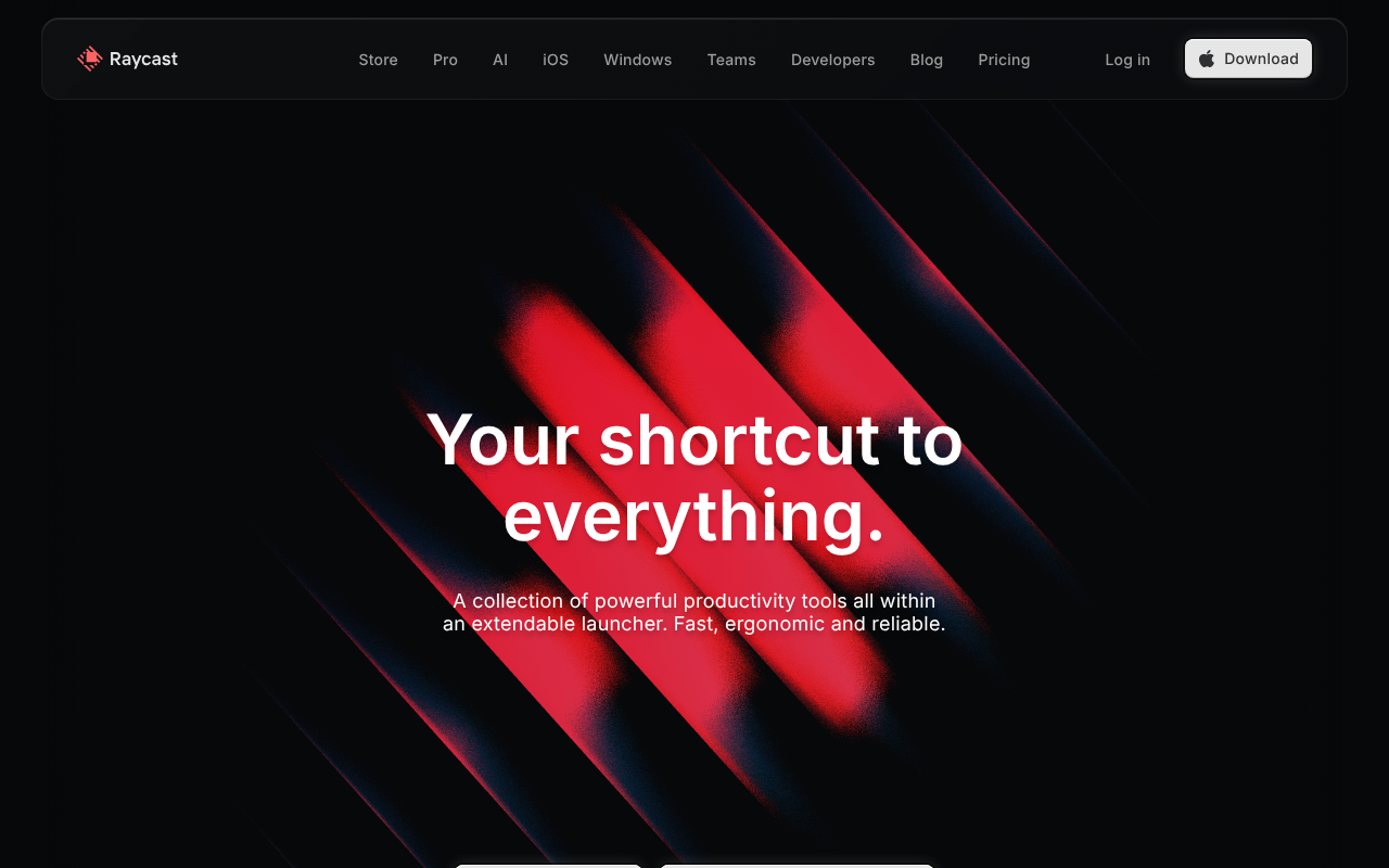Raycast homepage rendered by ScreenshotAPIs
