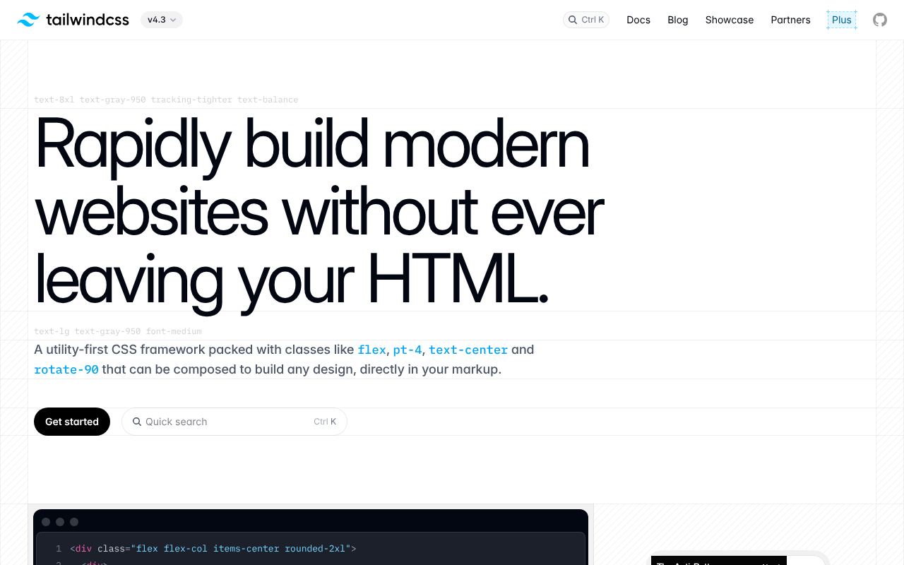 Tailwind CSS homepage rendered by ScreenshotAPIs